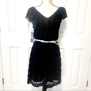 NWT Sequin Hearts V Neck Lace Dress - Juniors